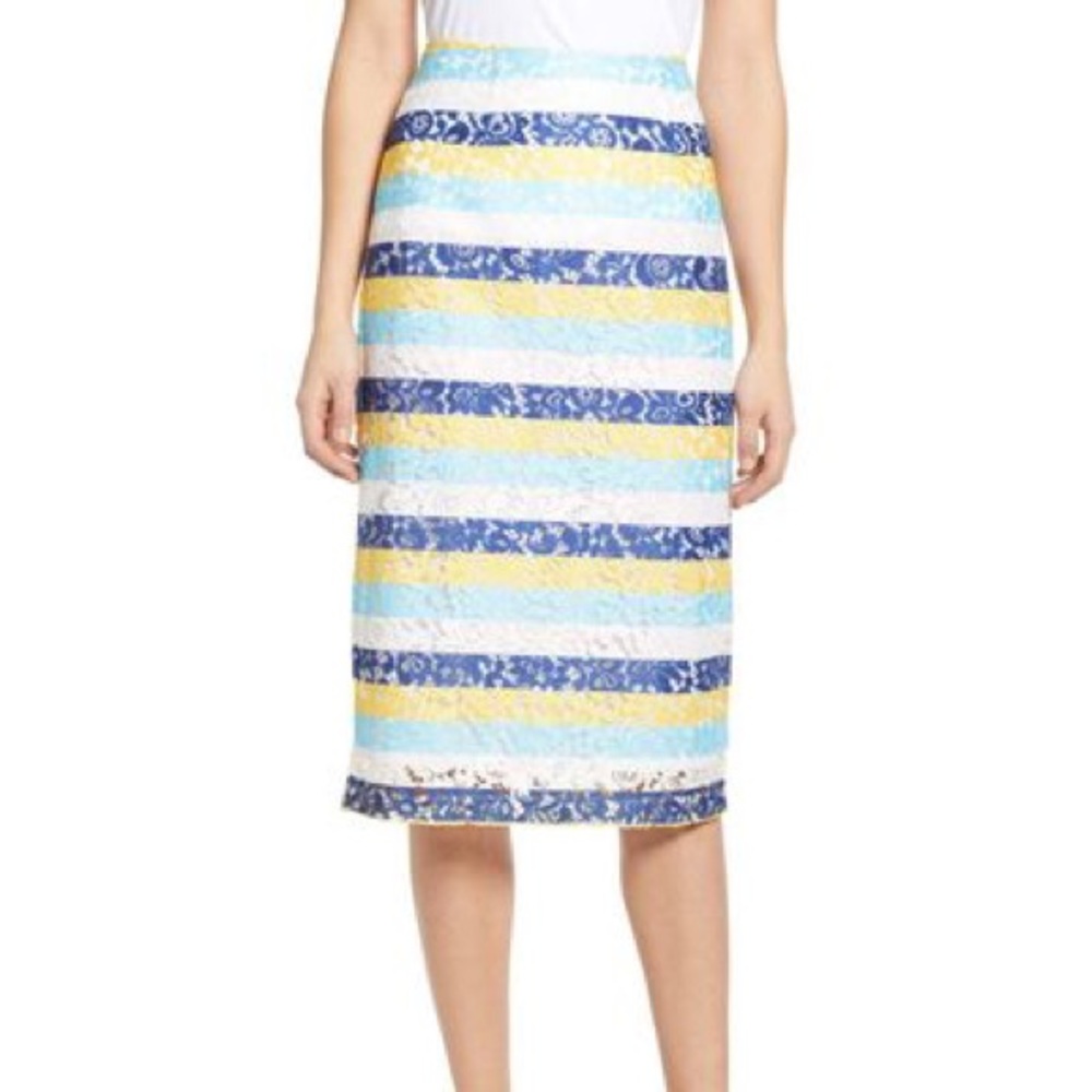 Halogen striped lace pencil skirt